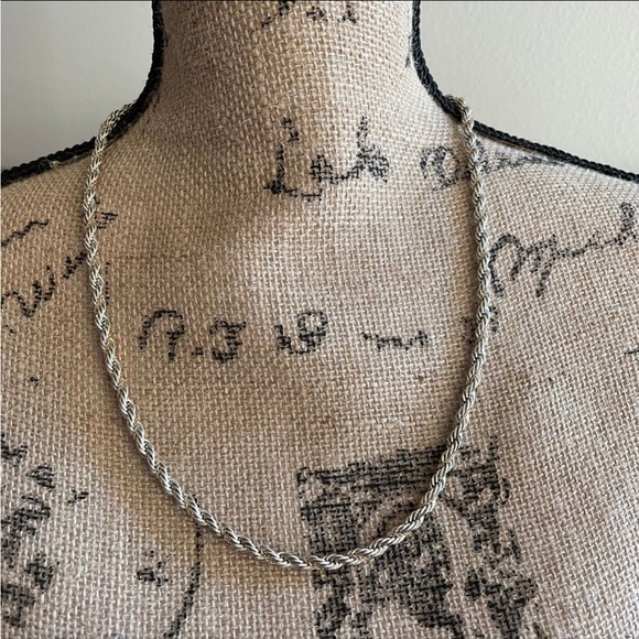 Precious 14k solid gold & SS mixed metal fancy twisted rope chain necklace HEAVY - Picture 1 of 5